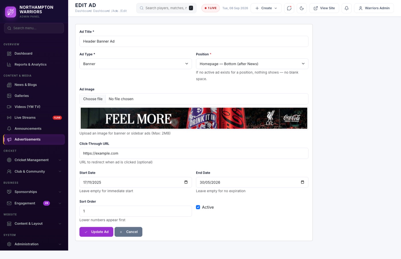 The Edit form