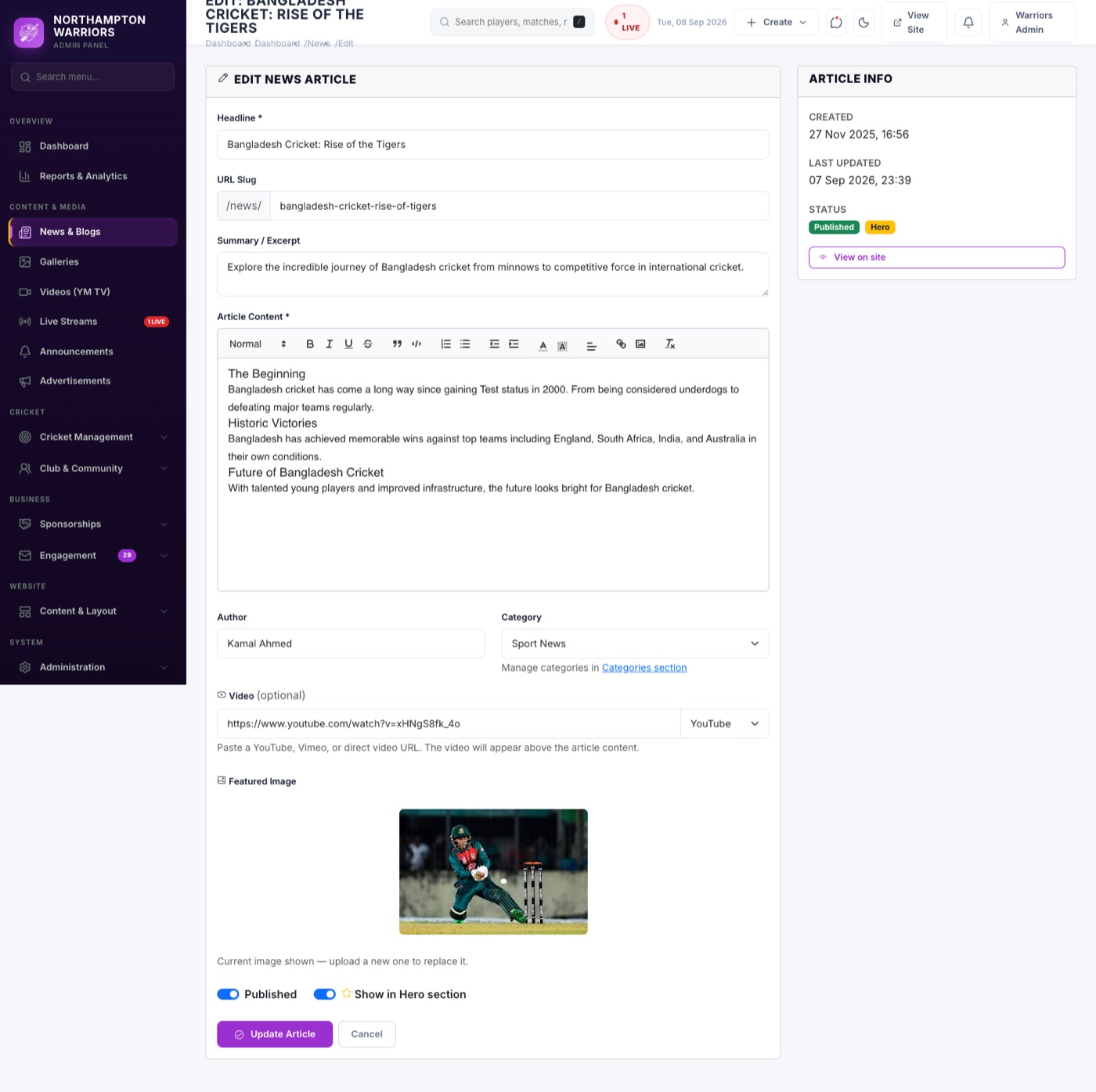 The Edit form