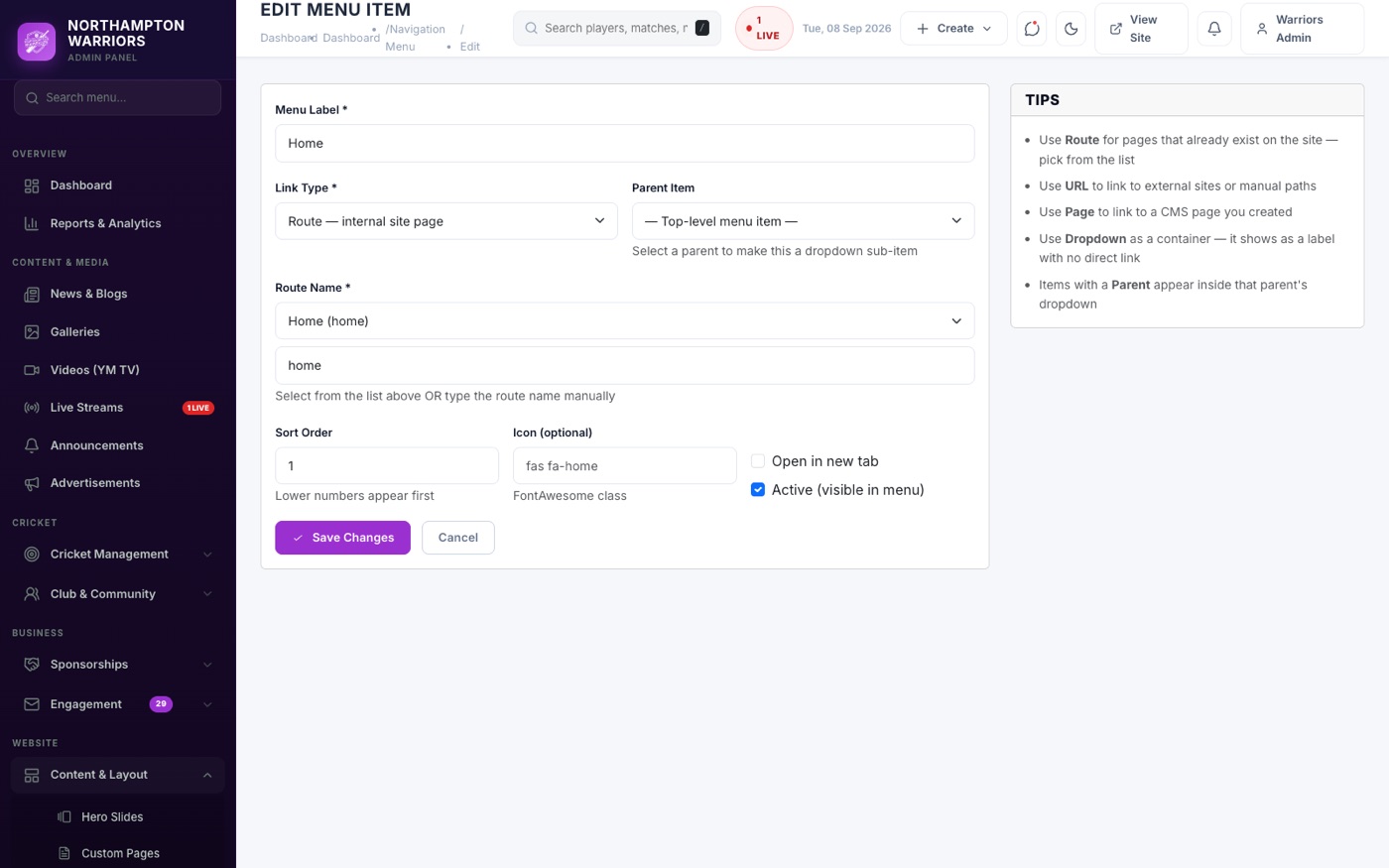 The Edit form