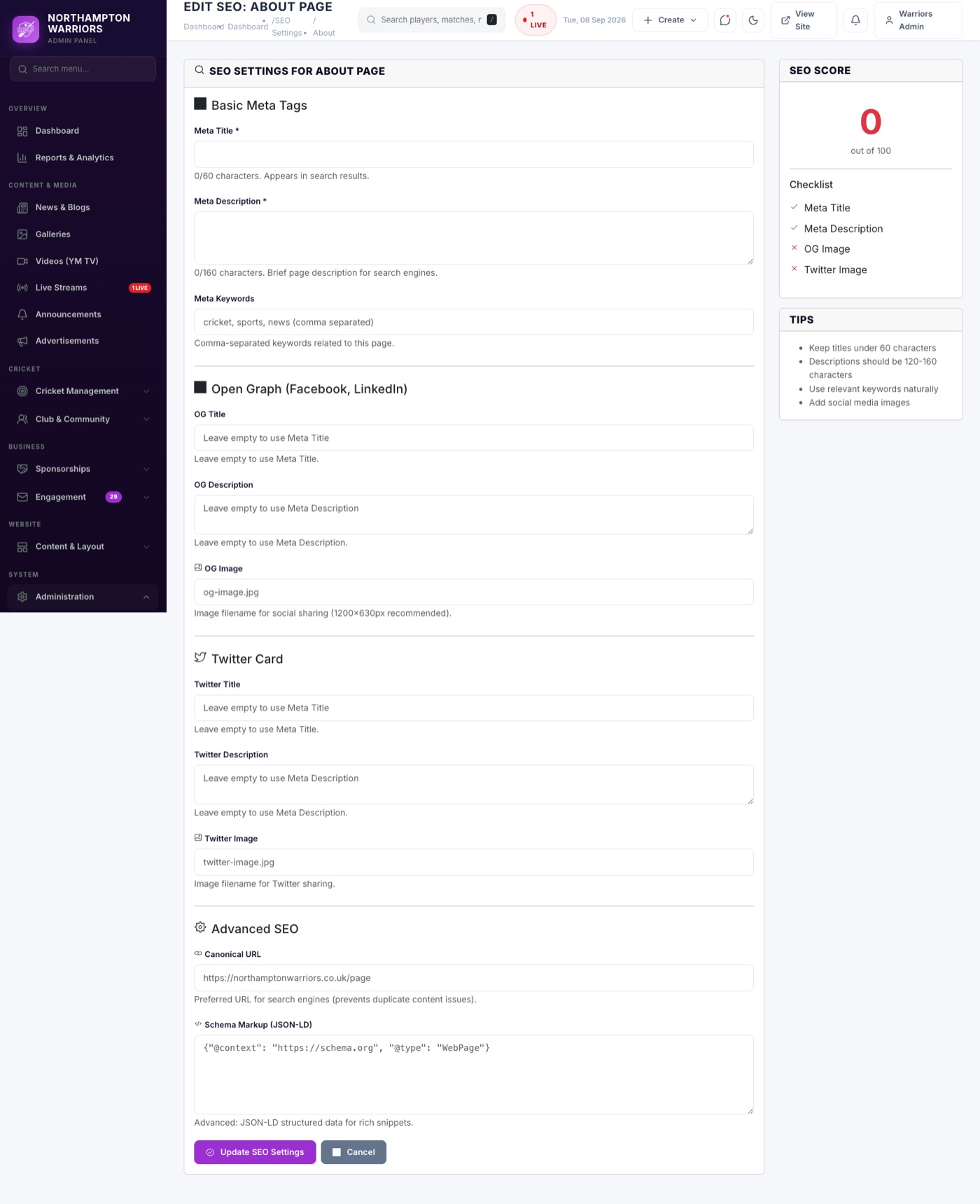The Edit form